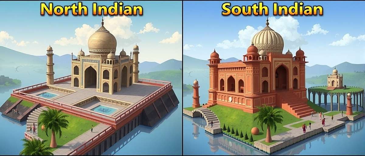 Anise Spectacle Sovereign Regional Environments Regional variations of Anise Spectacle Sovereign game environments showing North Indian and South Indian architectural styles