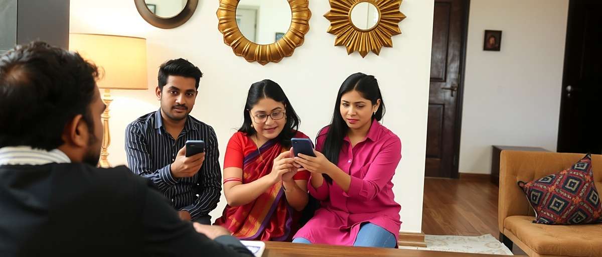 Anise Spectacle Sovereign - Family Gaming Indian family playing Anise Spectacle Sovereign together on mobile devices
